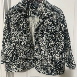 Floral Black and White Women's Jacket
